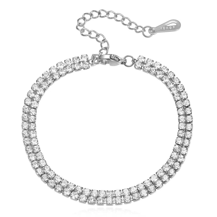 Tennis 2row Bracelet With Zircon steel