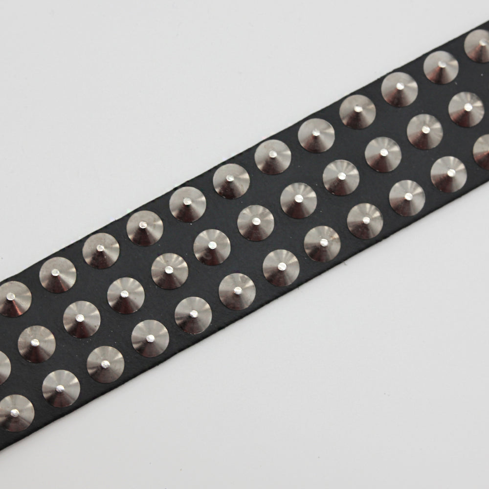 Conical Studded leather belt 3 row black - Shop-Tetuan