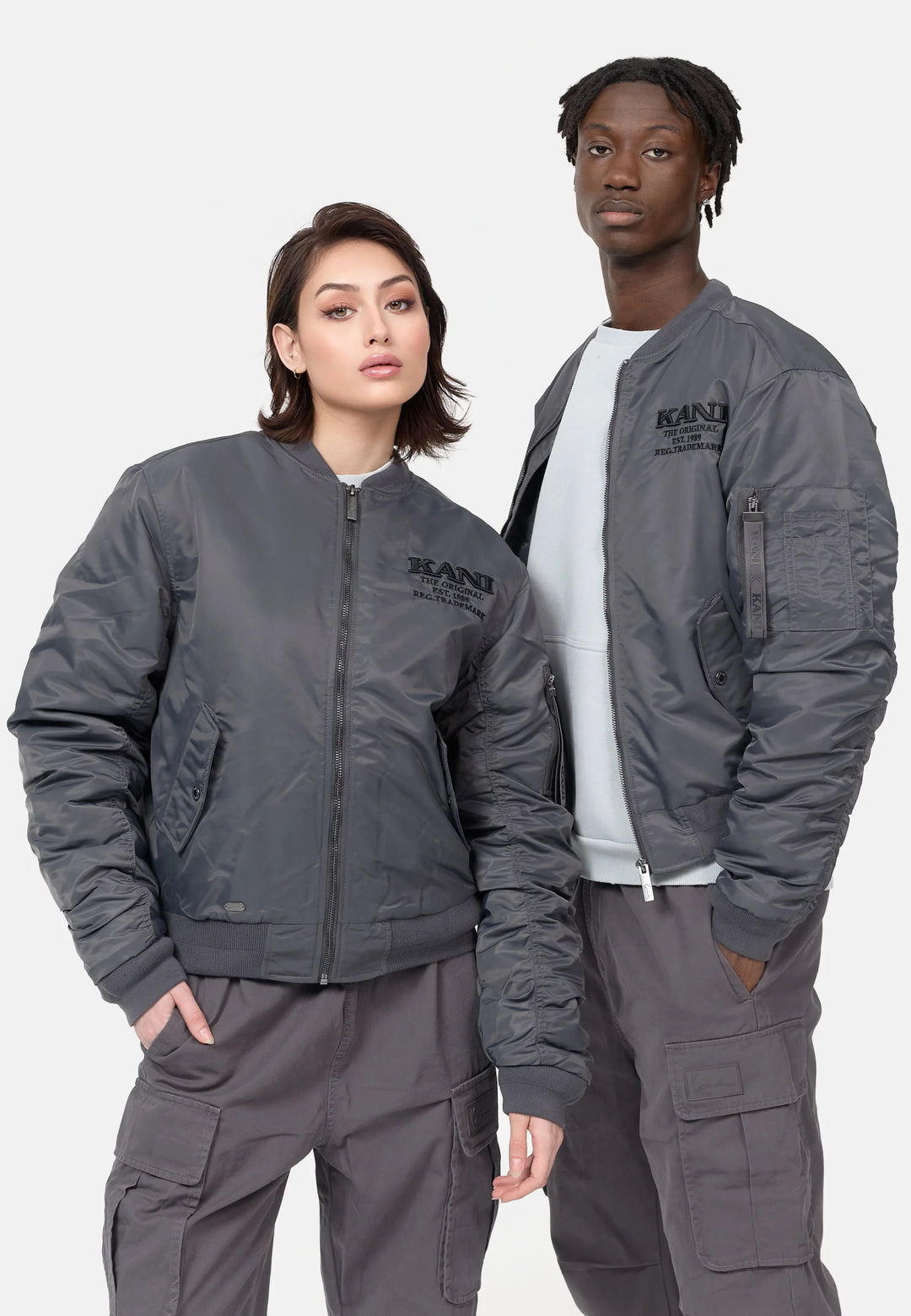 Karl Kani Chest Retro Bomber jacket anthracite - Shop-Tetuan