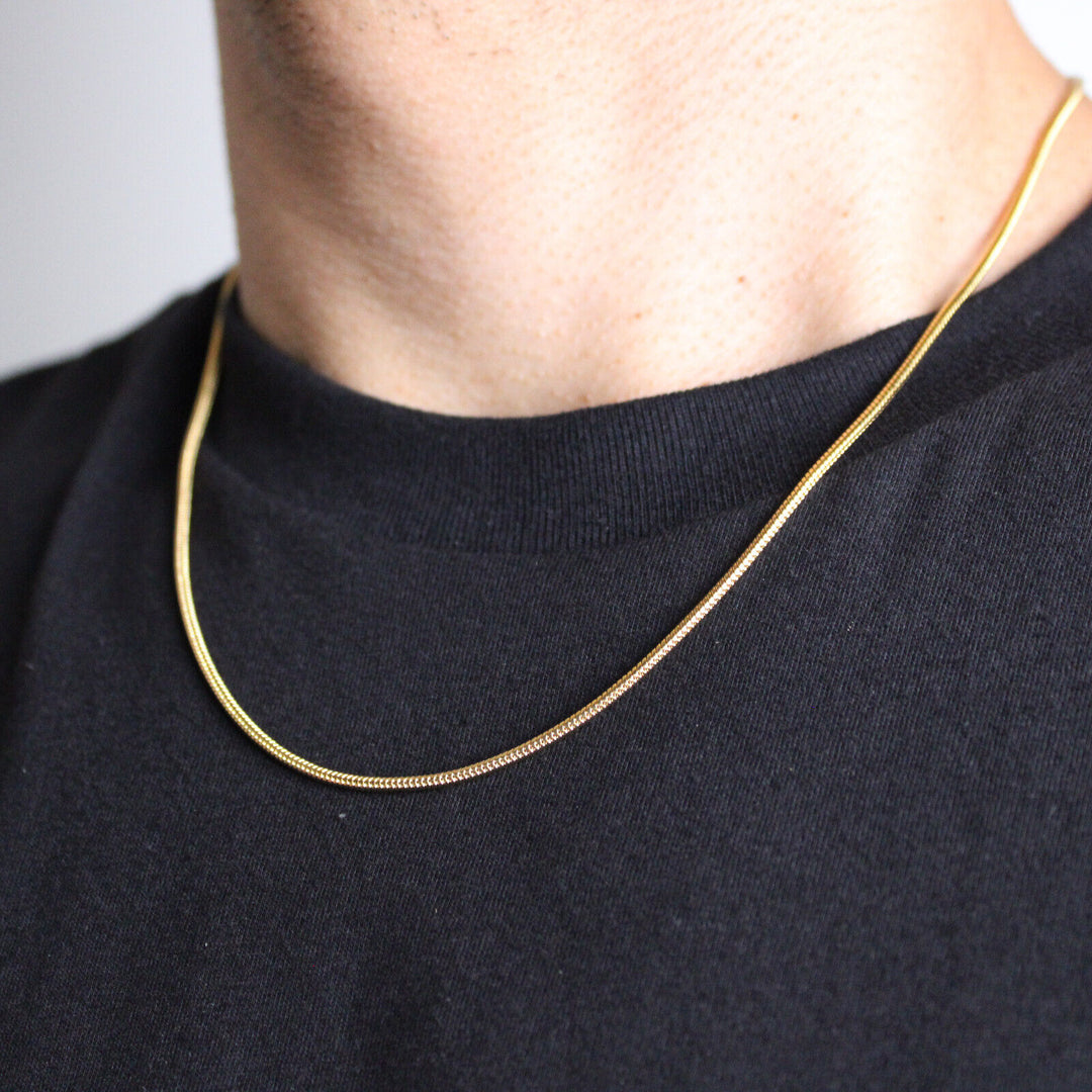 Round Snake Chain Necklace 50cm x 2mm steel/gold