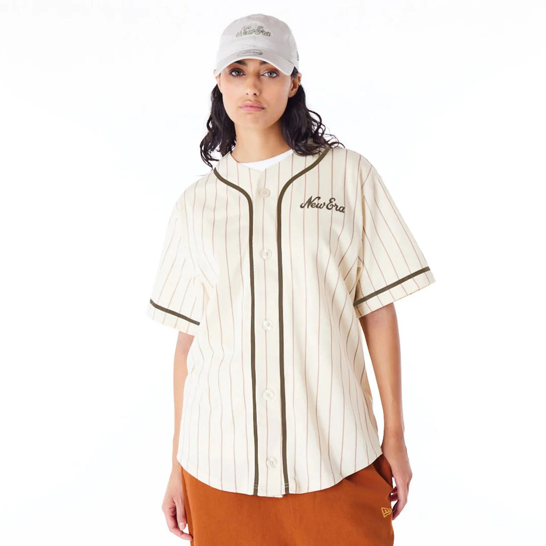 New Era Pinstripe shirt light beige