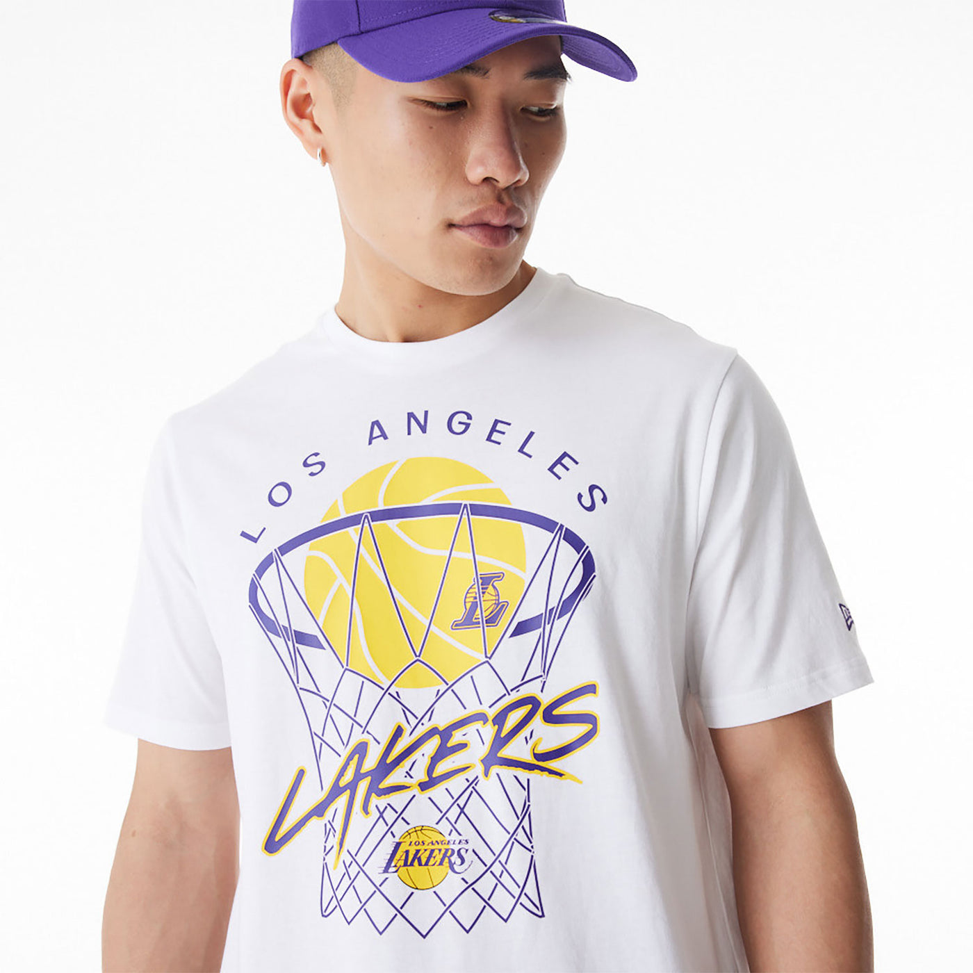 New Era NBA Net Graphic LA Lakers tee white