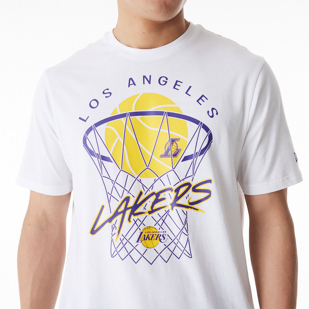 New Era NBA Net Graphic LA Lakers tee white