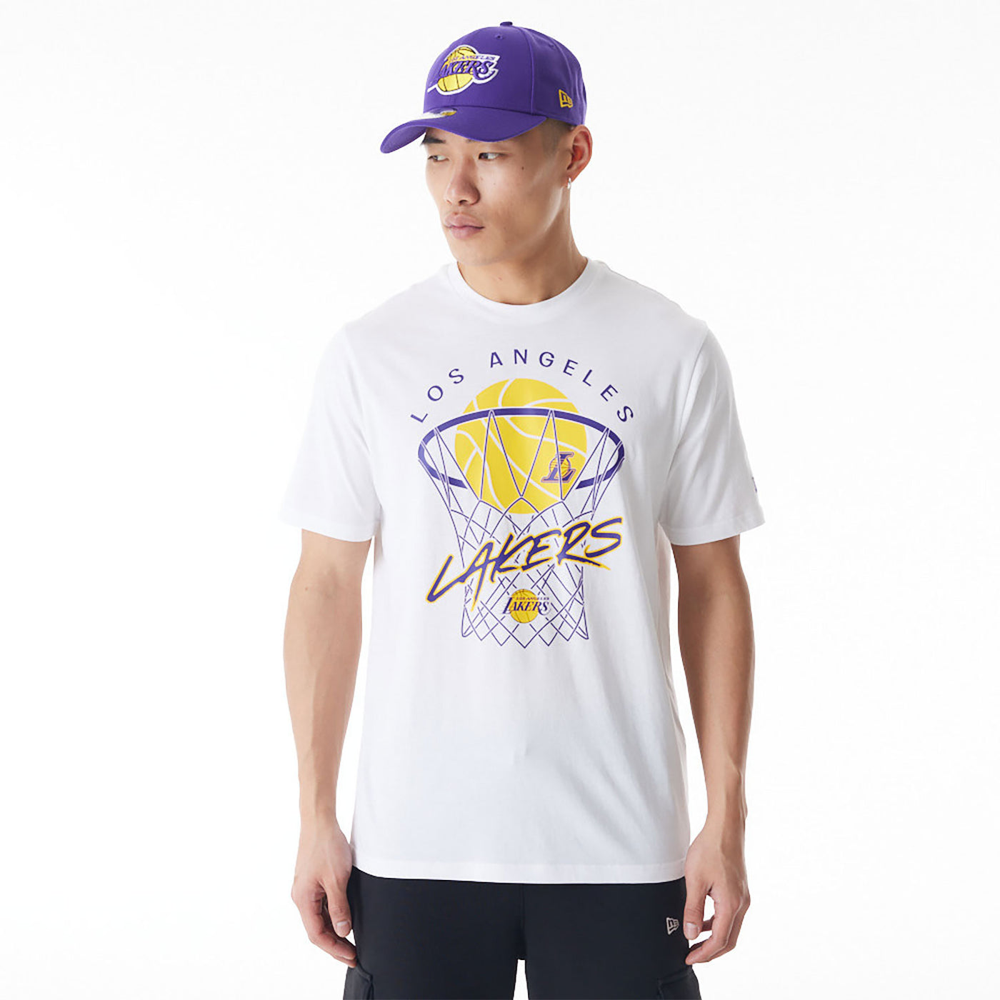 New Era NBA Net Graphic LA Lakers tee white