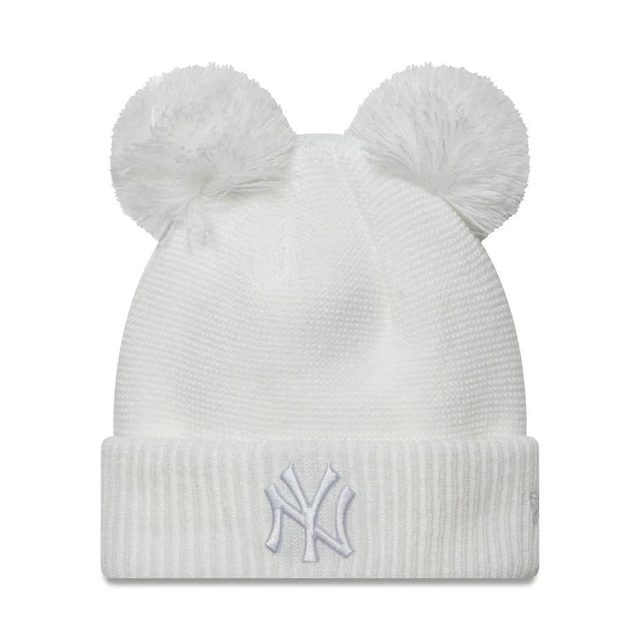 New Era Double Pom Knit Beanie NY Yankees white