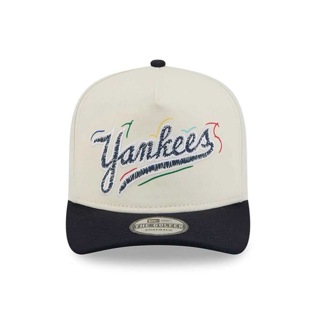 New Era Team Scribble Golfer Adjustable Cap NY Yankees white