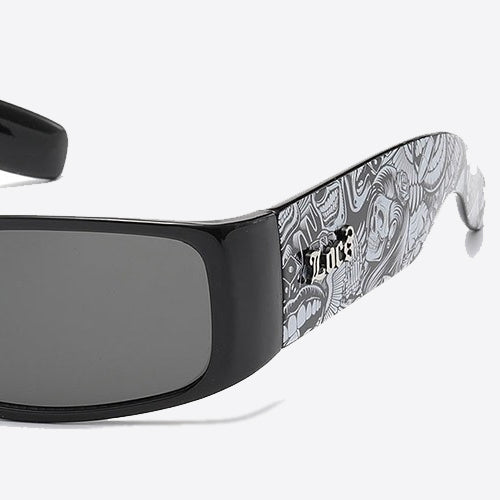 Locs Oval Graffiti Print Sunglasses black - Shop-Tetuan