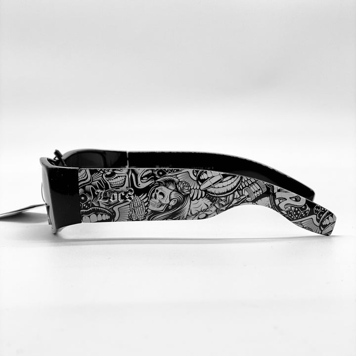 Locs Oval Graffiti Print Sunglasses black - Shop-Tetuan