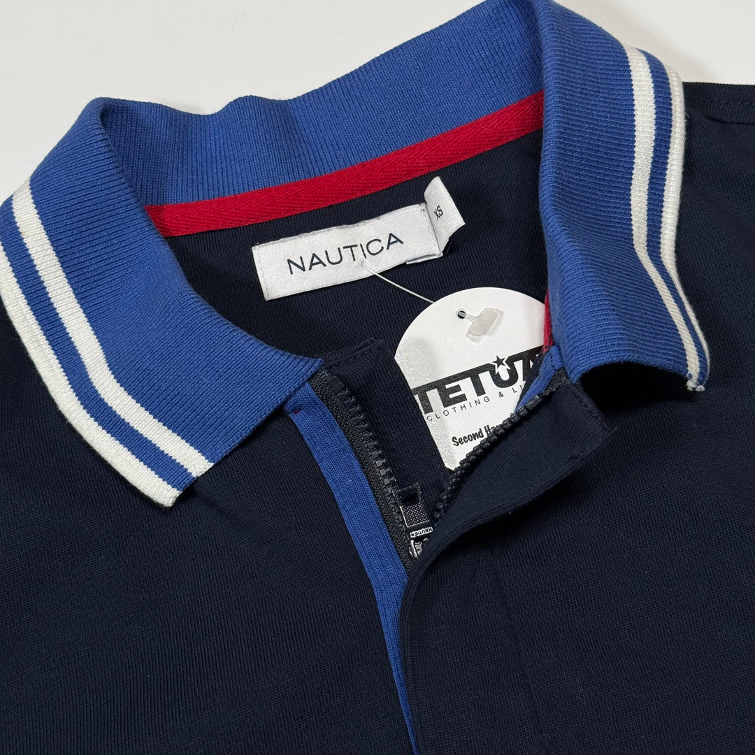 Nautica Zip Up Polo Shirt navy XS