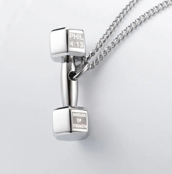 Dumbbell Barbell Chain Pendant Necklace steel