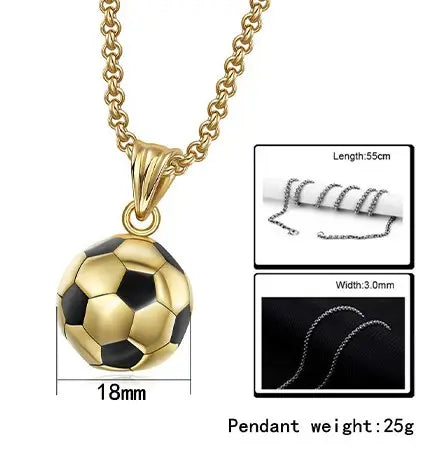 Football Necklace Pendant steel/gold