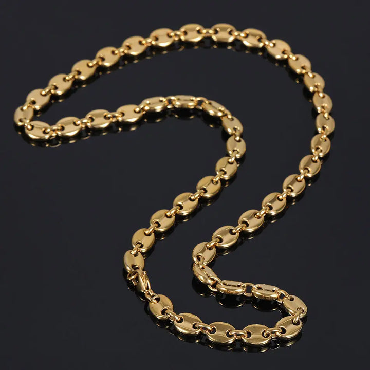 Coffee Bean Chain Necklace steel/gold