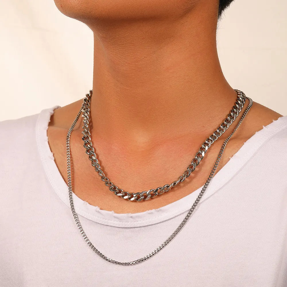 Double Layer Chain Necklace steel