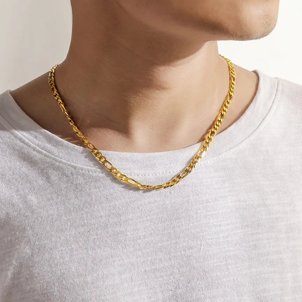 Small and Large Links Chain Necklace steel/gold