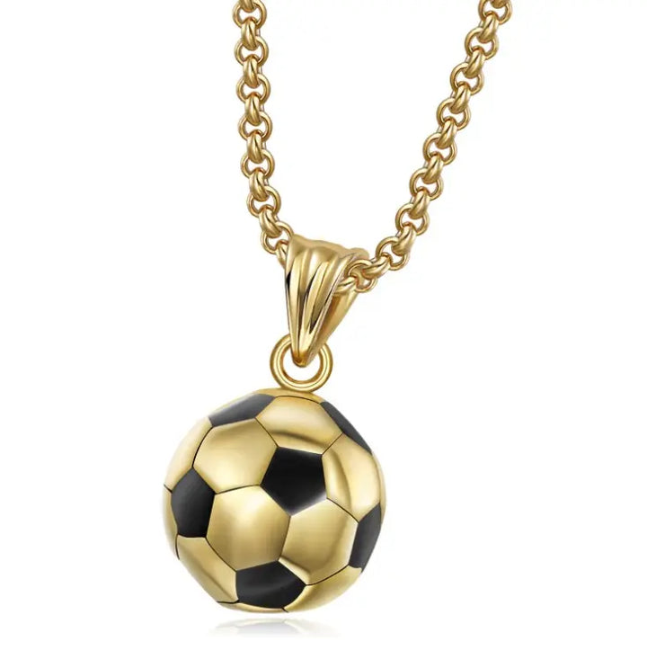 Football Necklace Pendant steel/gold