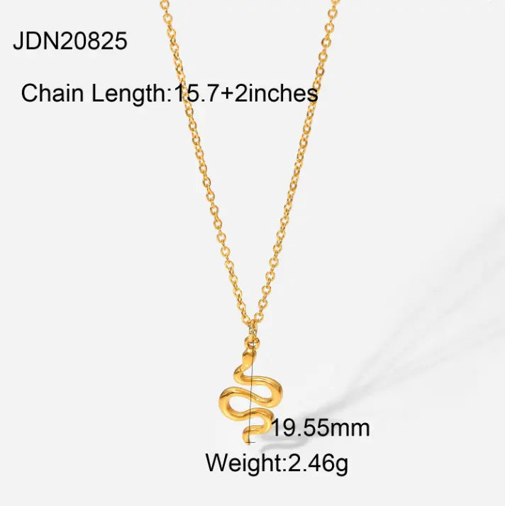 Snake Chain Pendant Necklace 18K Gold Plated steel/gold