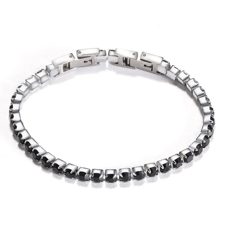 Tennis Adjustable Bracelet With Zircon steel/black