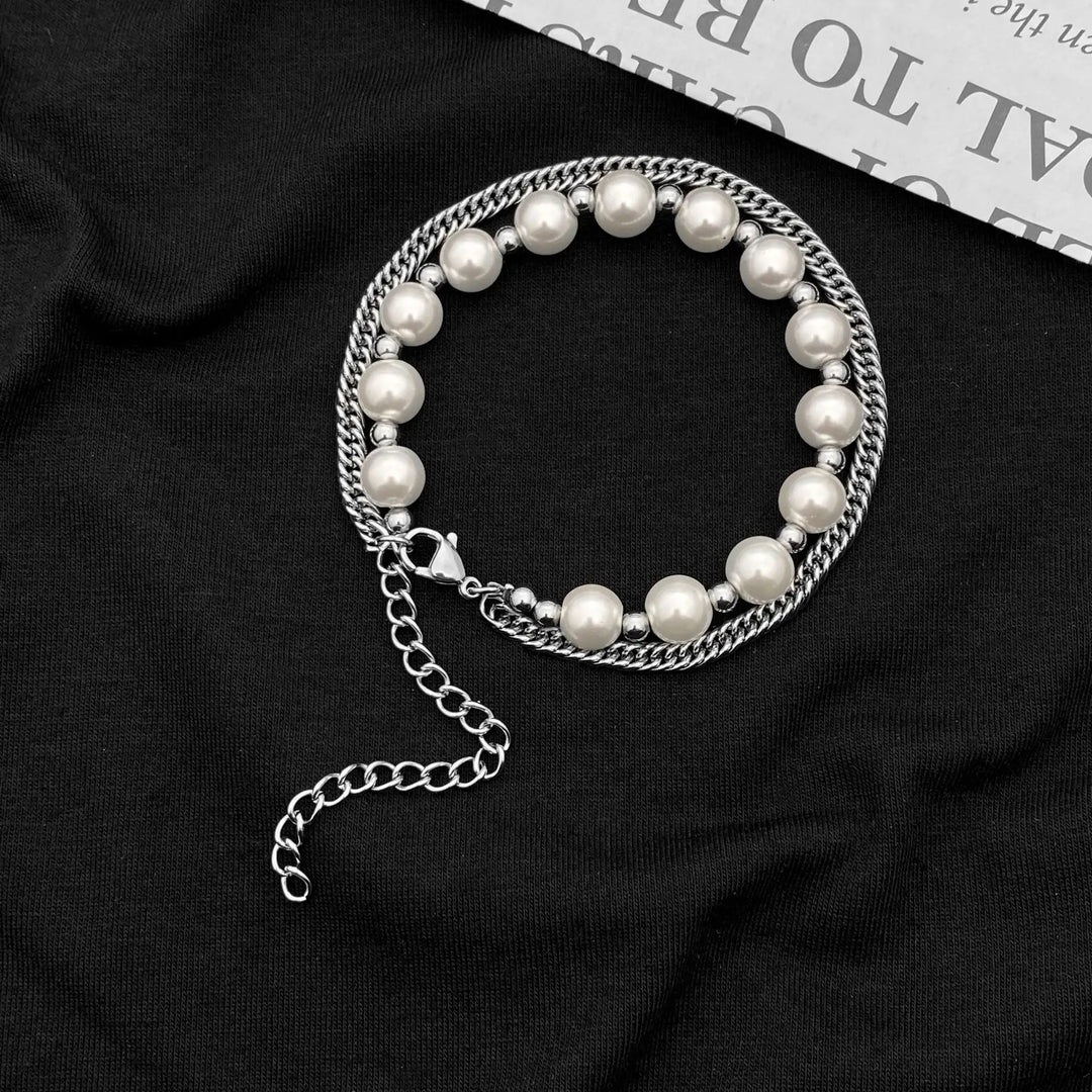 Double Layer Pearl Bracelet steel