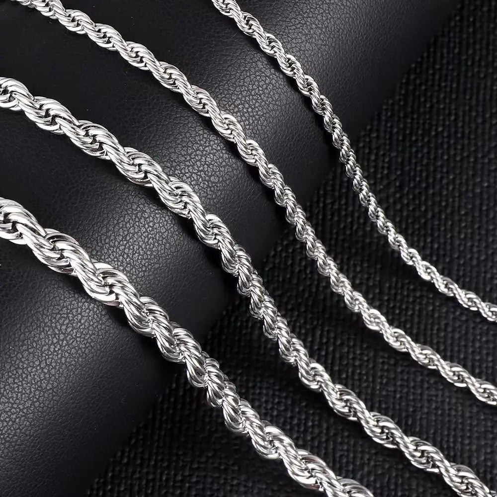 Twisted Rope Chain Necklace 55cm x 5mm steel