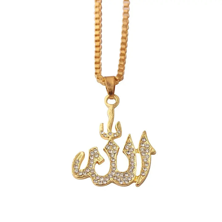 Allah Pendant Necklaces With Stones gold