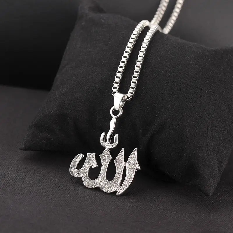 Allah Pendant Necklaces With Stones silver