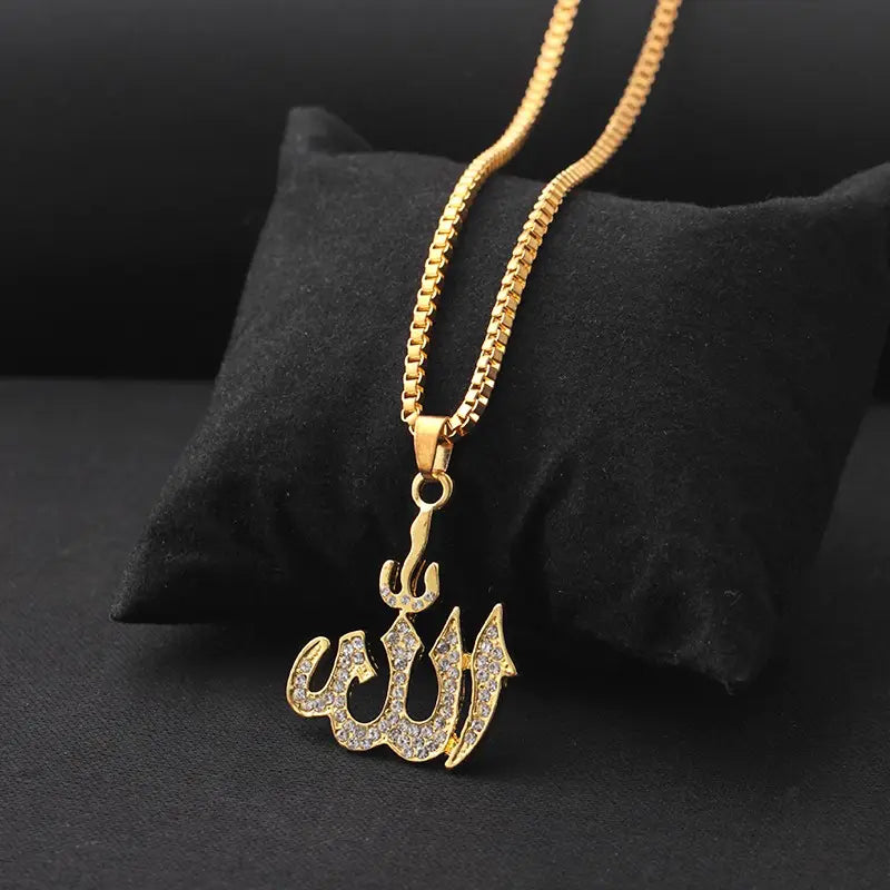 Allah Pendant Necklaces With Stones gold