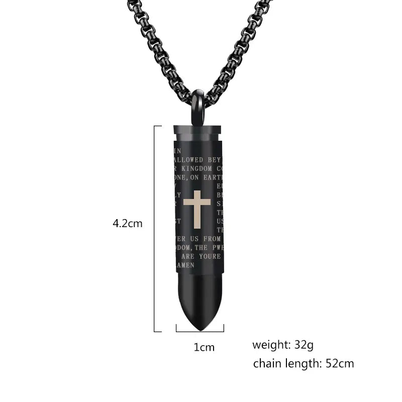 Cross Pendant Bullet necklace black