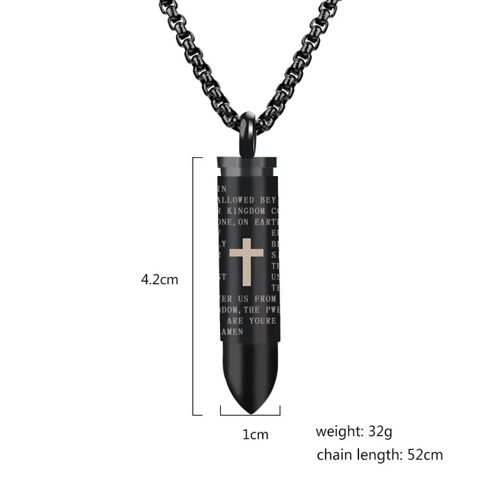 Cross Pendant Bullet necklace black