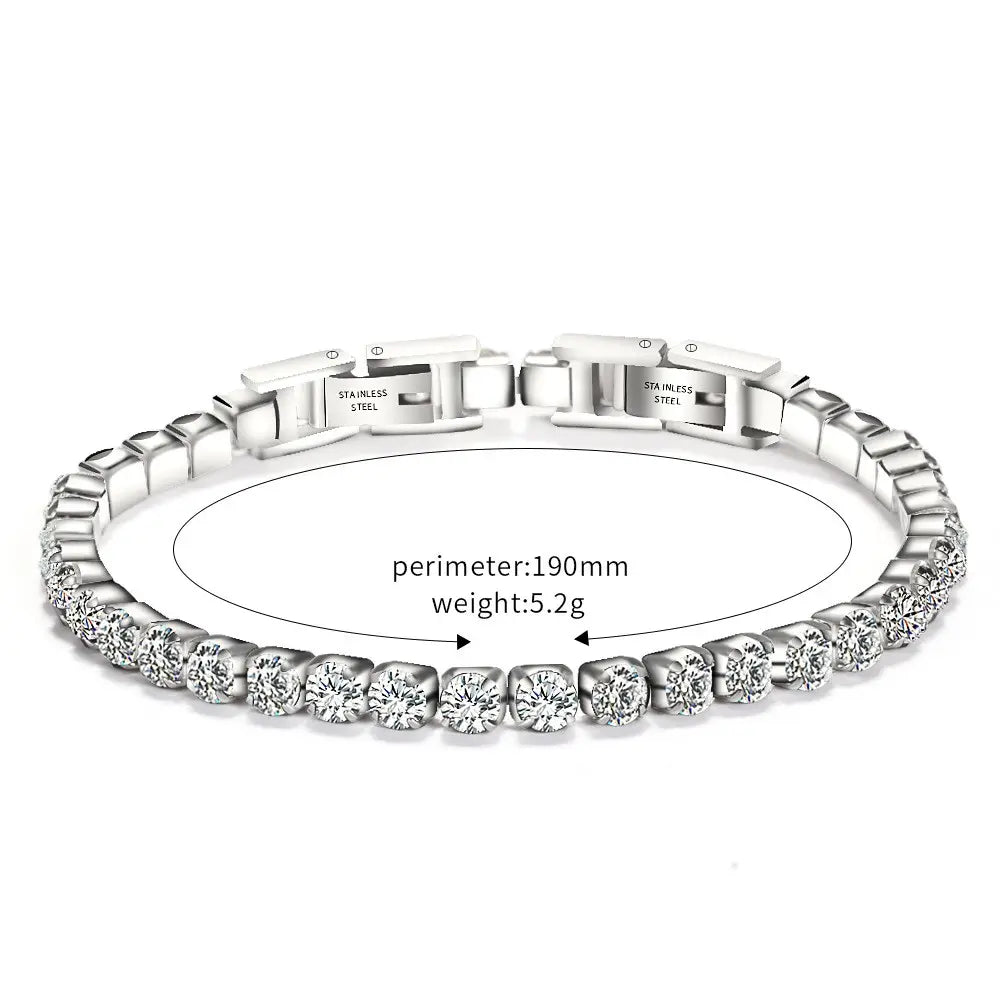 Tennis Adjustable Bracelet With Zircon steel