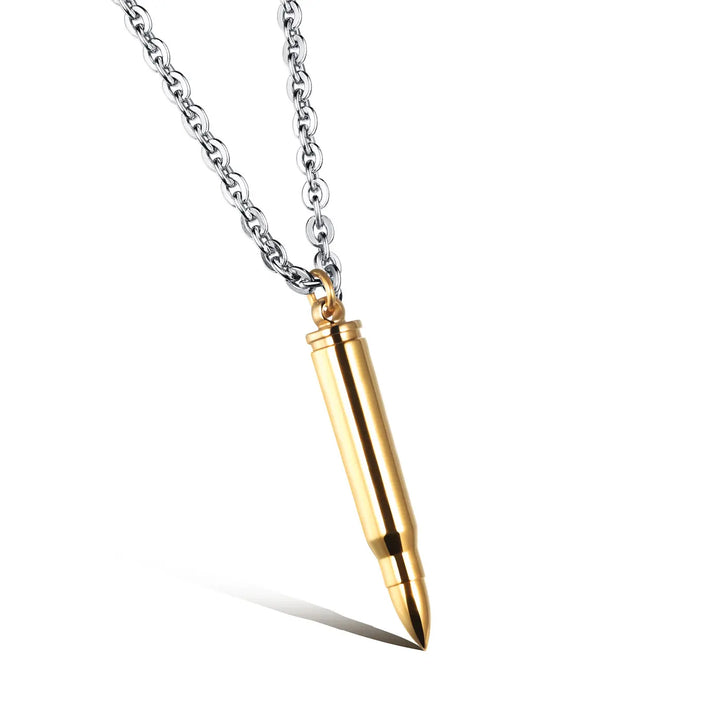 Bullet Pendant necklace steel/gold