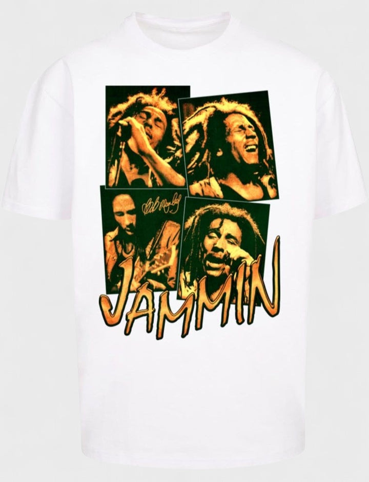 Merchode Bob Marley Jammin Live Oversize tee white