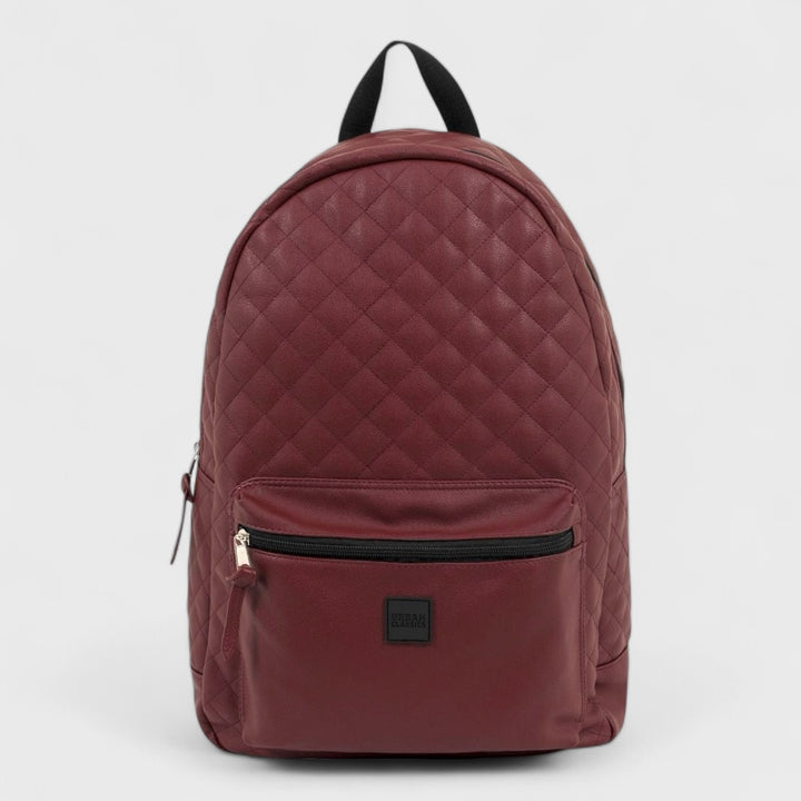 Urban Classics Diamond Quilt Leather Imitation backpack burgundy