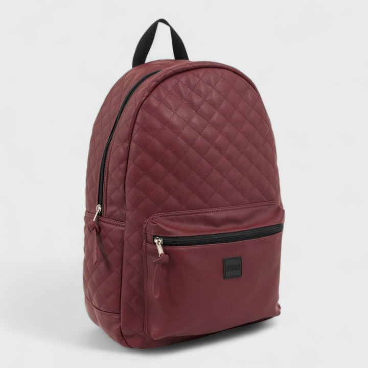 Urban Classics Diamond Quilt Leather Imitation backpack burgundy