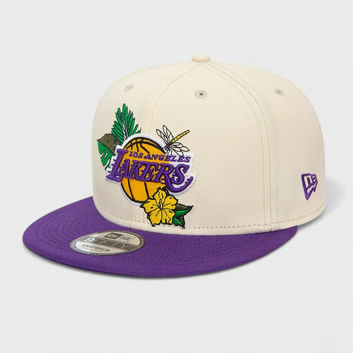 New Era NBA Floral Black 9Fifty LA Lakers cream/purple