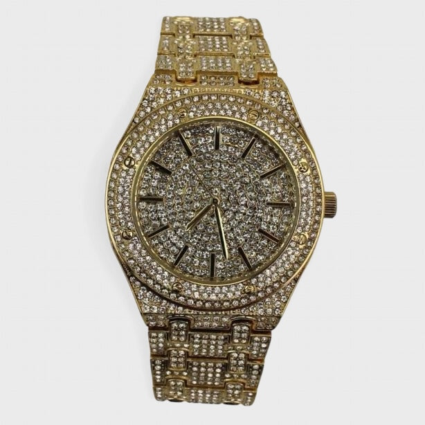 NY London Round Metal Bracelet With Diamonds Watch gold