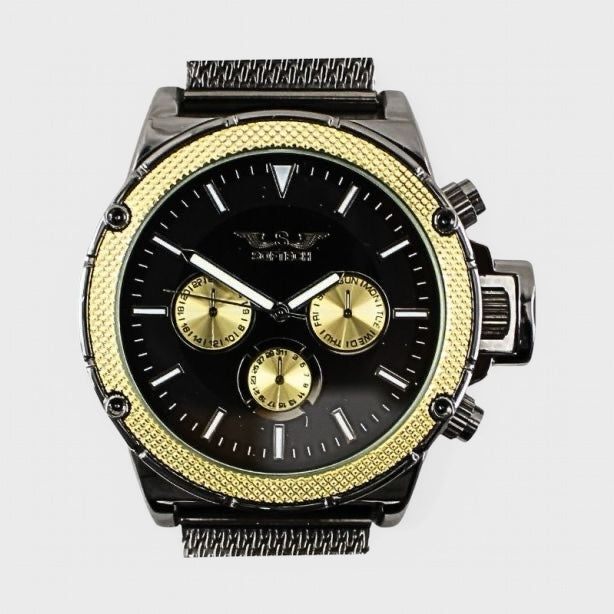 Softech Round Mesh Bracelet Watch black/gold