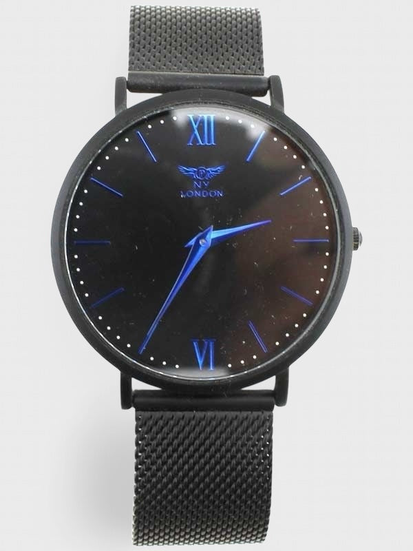 NY London Round Mesh Strap Watch black