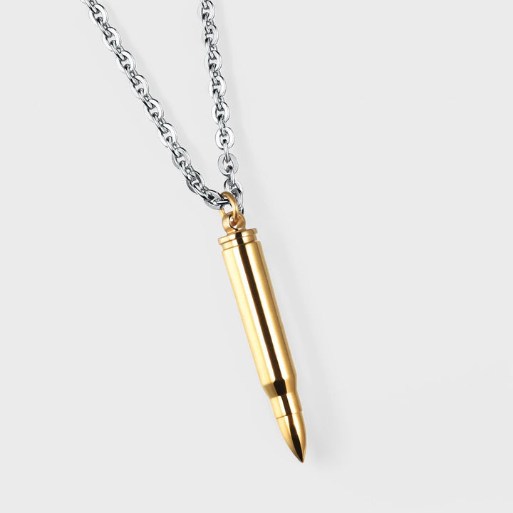 Bullet Pendant necklace steel/gold