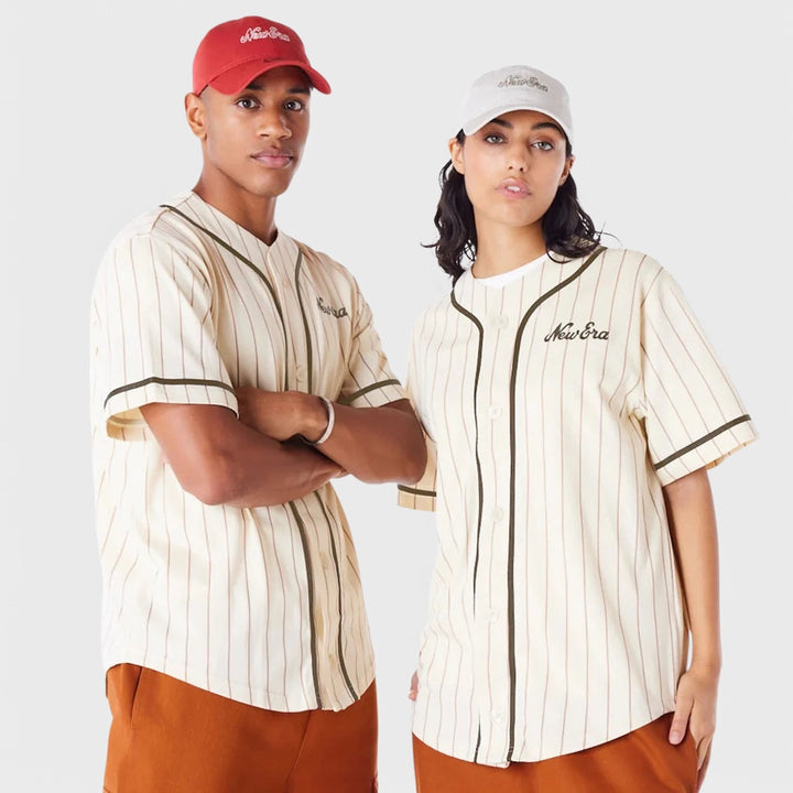 New Era Pinstripe shirt light beige