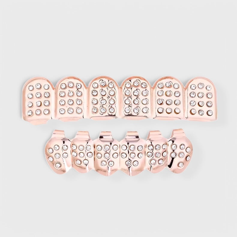 Teeth Grillz With Diamonds Rose Gold