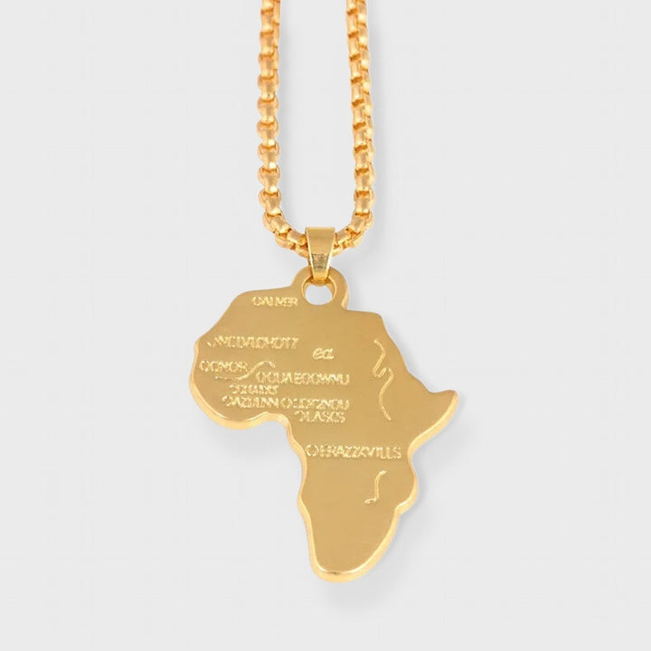 Africa Map Pendant Necklace gold