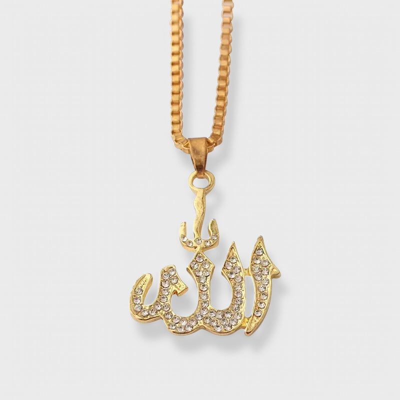 Allah Pendant Necklaces With Stones gold