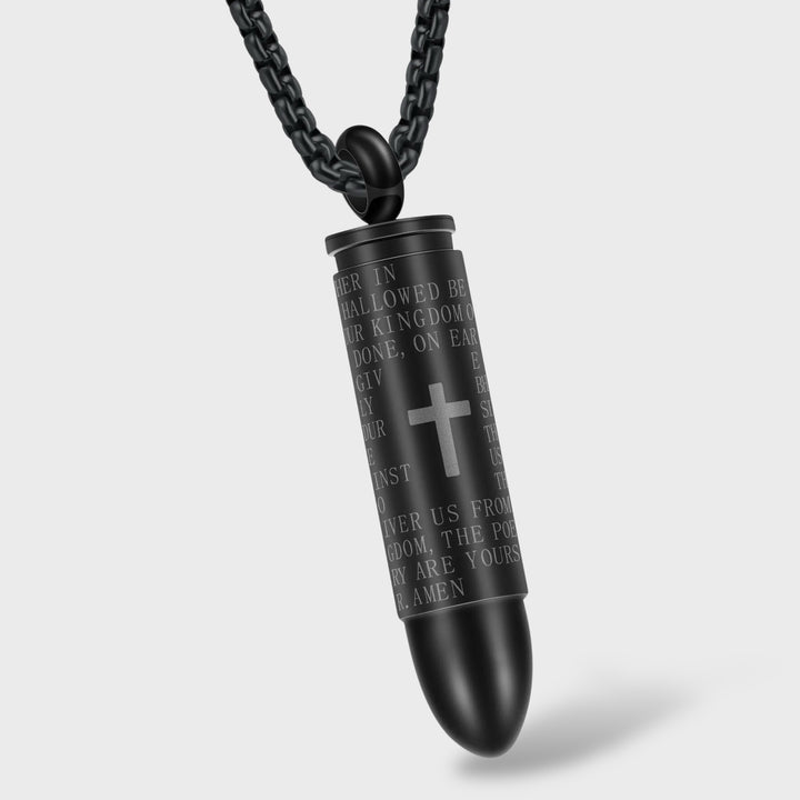 Cross Pendant Bullet necklace black