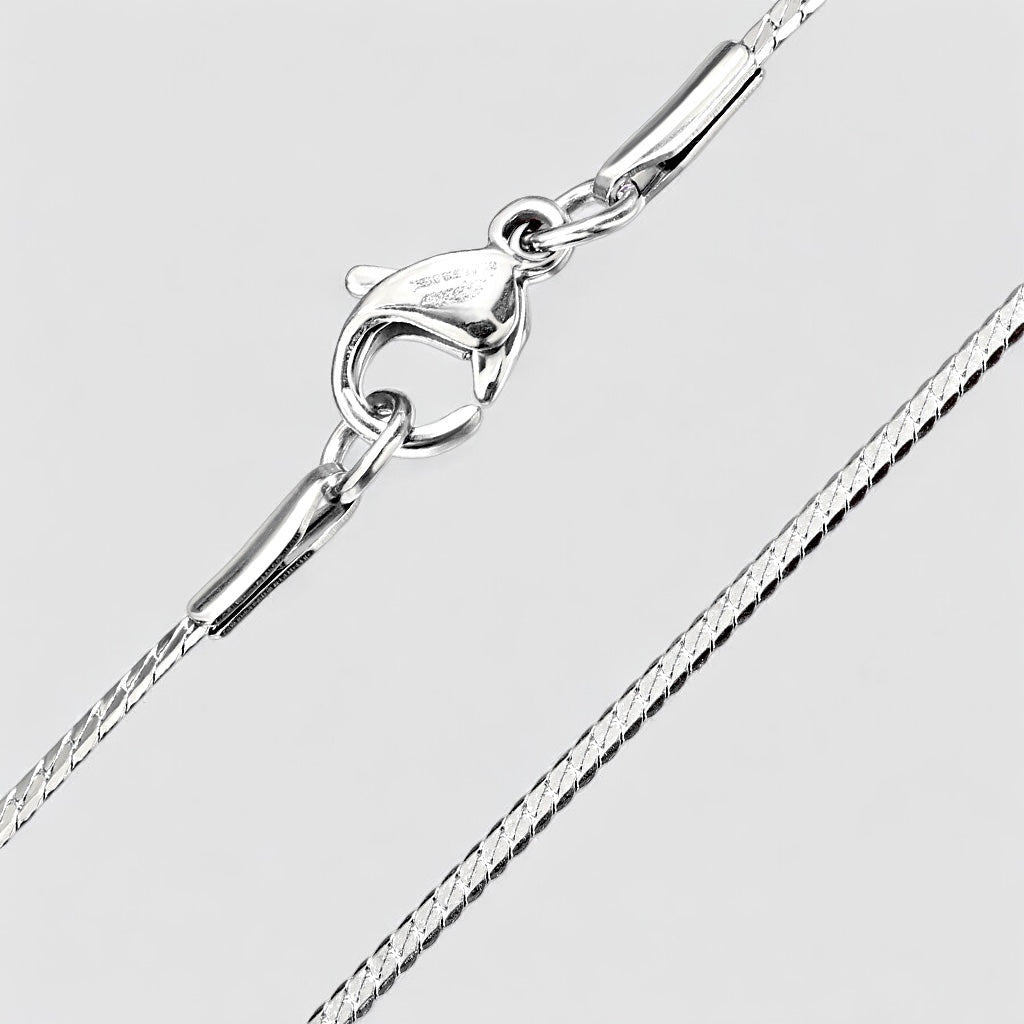 Stainless Steel Solid Curb Chain Necklace with Lobster Clasp silver