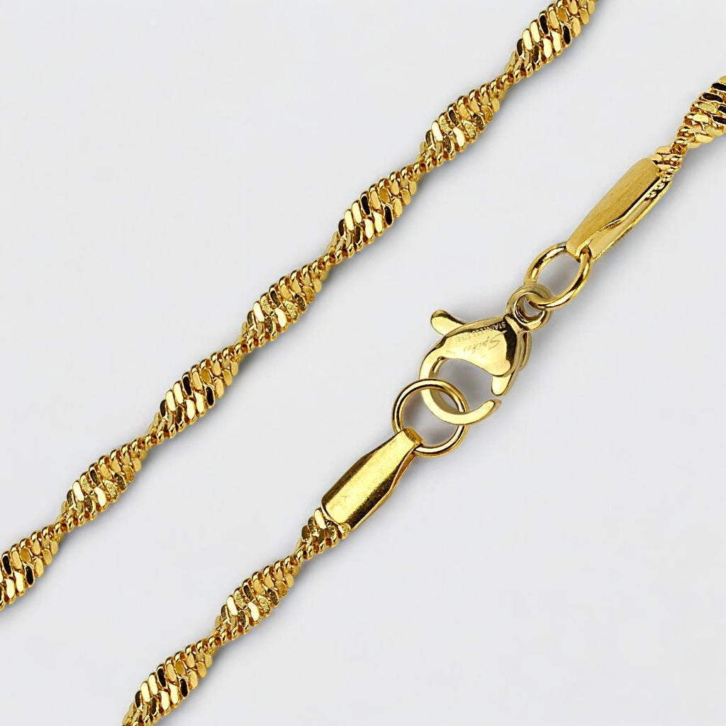 Singapore 316L Stainless Steel Chain Necklaces gold