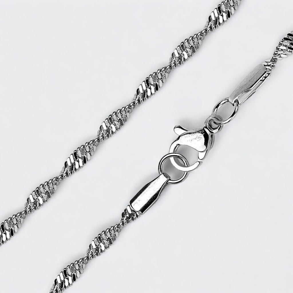 Singapore 316L Stainless Steel Chain Necklaces silver