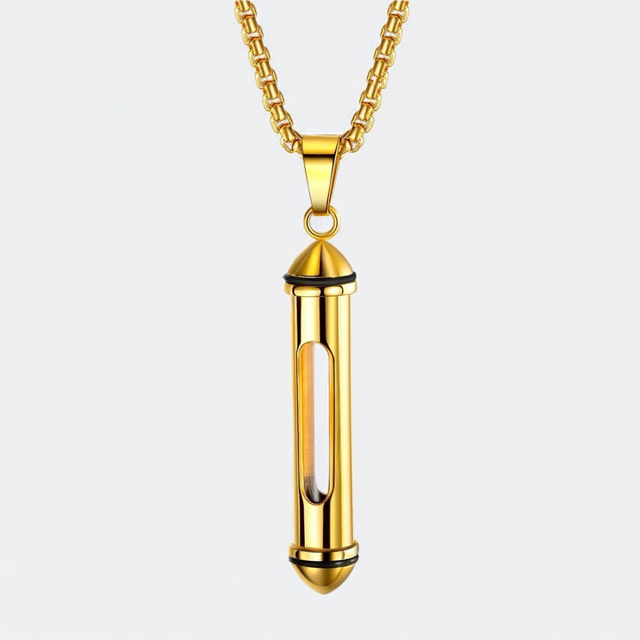 Transparent Bottle Pendant Necklace steel/gold