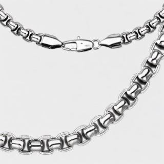 Round Rectangle Chain Link Necklace Stainless Steel