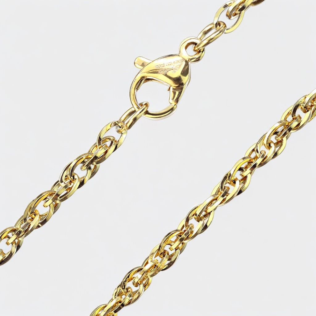 Double Round Chain Necklace with Lobster Clasp steel/gold