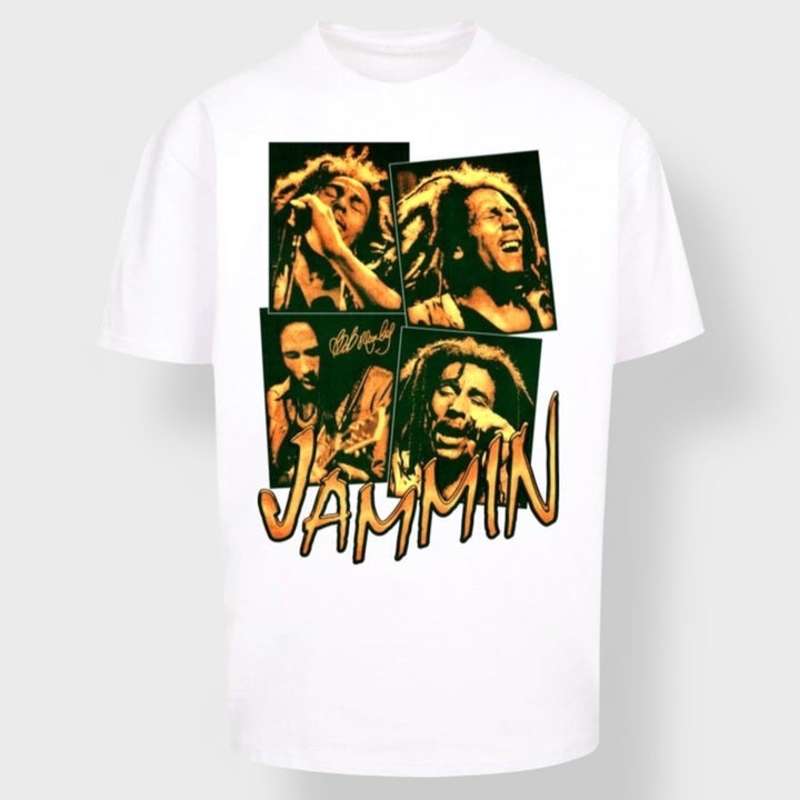 Merchode Bob Marley Jammin Live Oversize tee white